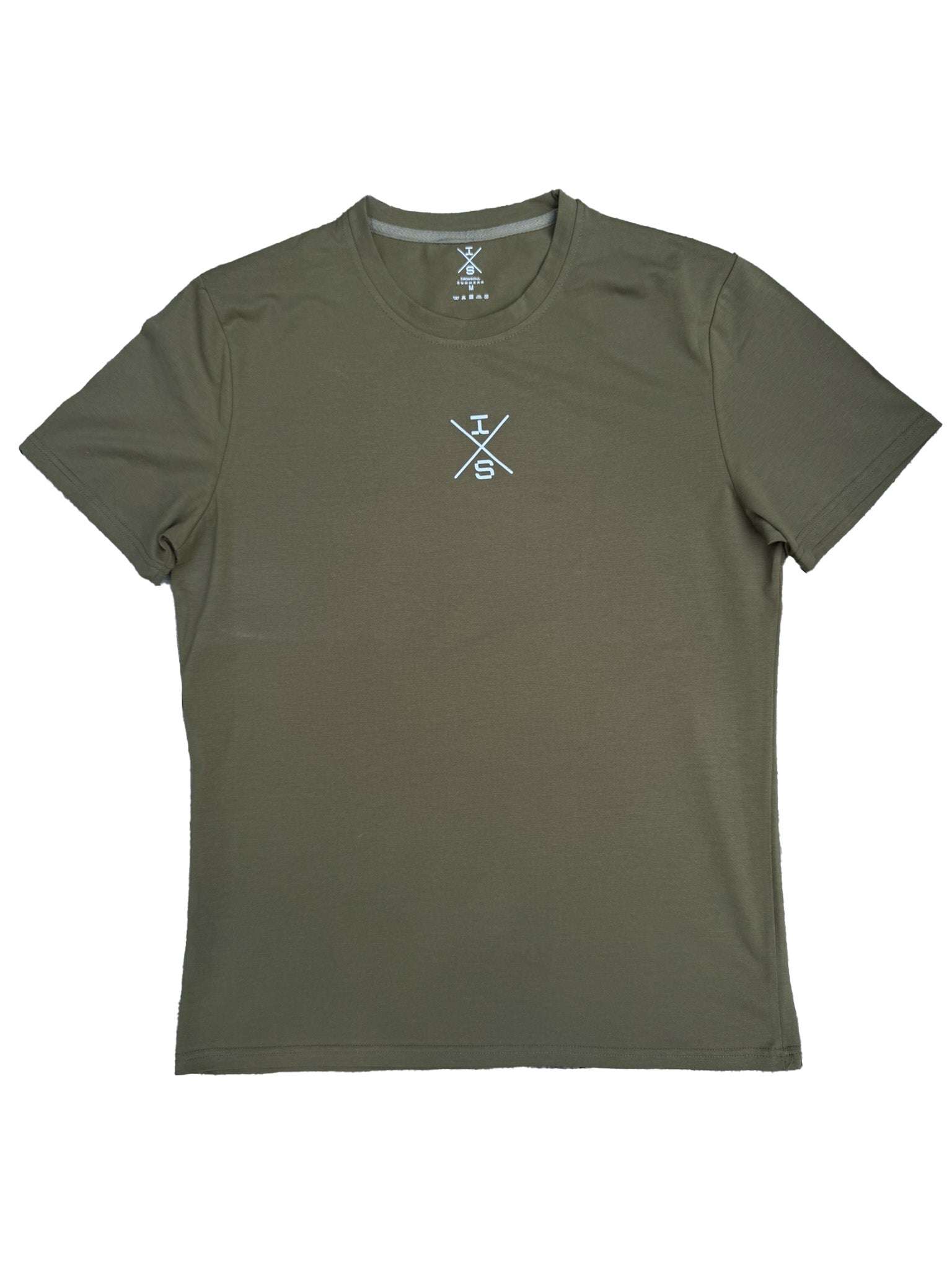Army Green AlphaForm T-shirt met slimfit pasvorm, O-neck kraag, gemaakt van 100% katoen, ademend, snel drogend en duurzaam geproduceerd.