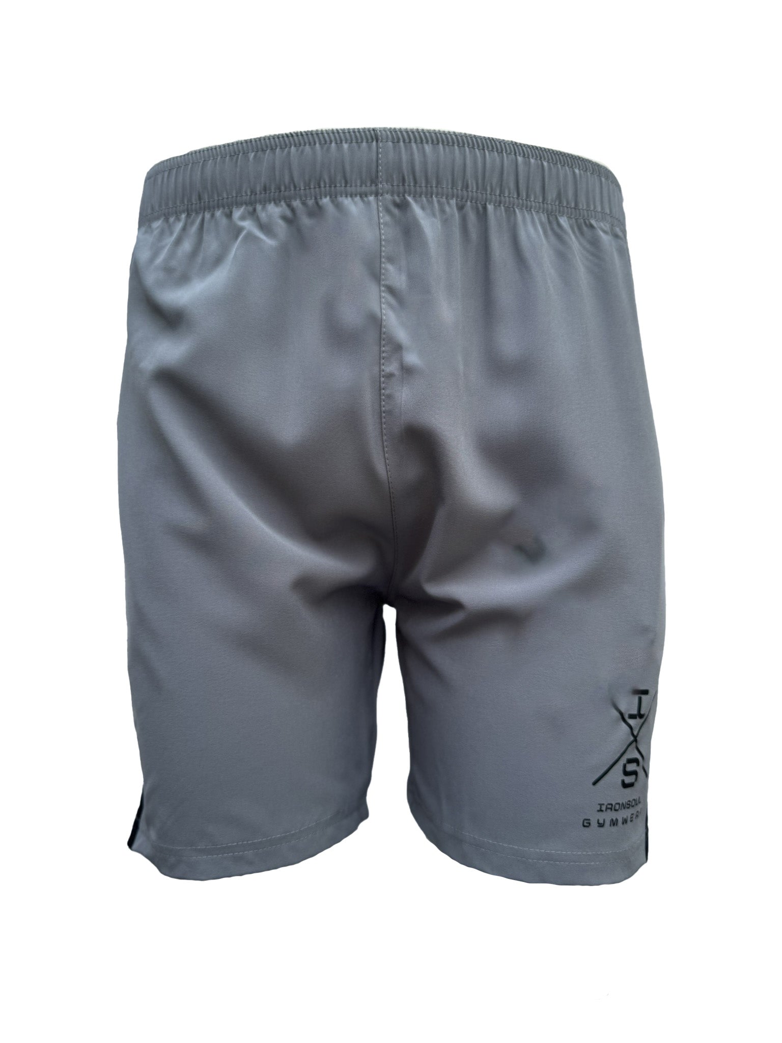 grijze FlexMotion Shorts van ademend polyester met elastische tailleband en zakken voor optimale training en comfort