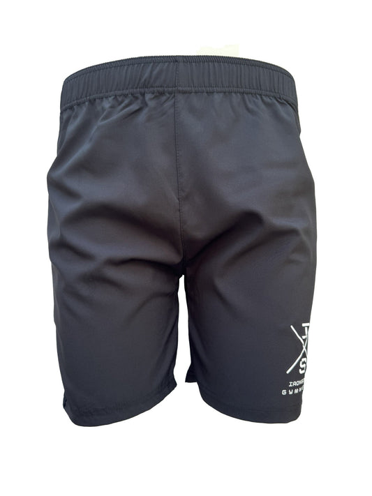 Zwarte FlexMotion Shorts van ademend polyester met elastische tailleband en zijzakken voor sportschool en casual wear